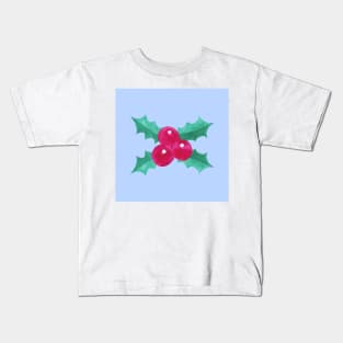 Blue Seasonal Holly Berries Kids T-Shirt